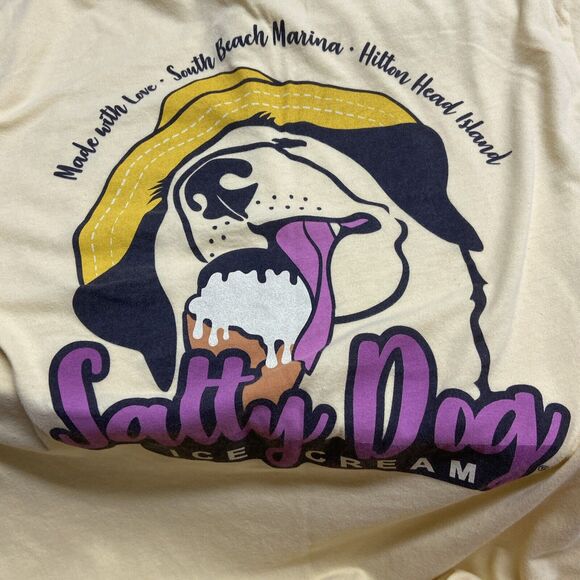 Salty Dog Cafe Soft T Shirt Adult Size Small Yellow Short Sleeve Hilton Head - Picture 6 of 6